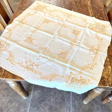 Vtg Linen Tablecloth 34x34