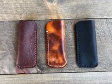 Hand-Burnished Leather Knife Slip Full Grain EDC Pocket Pouch Case Texas Made picture