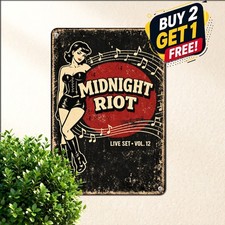 Punk Rock Rebel Maiden Sign Funny 80s Alternative Music Studio Metal Plaque 8x12 picture