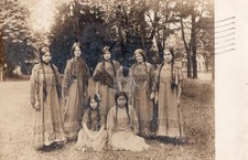Carlisle PA Carlisle Indian School Girls Holding Pennant 1910 RPPC Postcard COPY picture