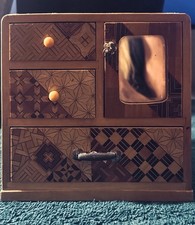 Vintage Occupied Japan Yosegi Zaiku Wood Inlay Mini Jewelry Chest Box picture