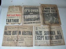 LOT OF NEW YORK NEWSPAPER WWII MAY 1945 NY WORLD TELEGRAM DAILY NEWS SUNDAY PLUS picture