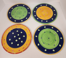 Vintage CBK Ltd. Patterned Decorative 9” Plates Set of 4 Colorful Unique 2003 picture