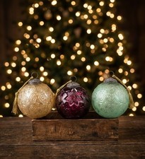 Lot of 3 Antique Victorian German Glass Kugel Christmas Ornaments Lauscha Star picture