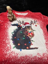 CUTE Christmas squirrel women's soft t-shirt & cute Winter straw squirrel picture