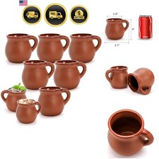 6 Pack Authentic Mexican Clay Mugs - 12 oz Tazas de Barro, Handcrafted Potter... picture
