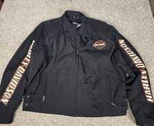 Harley Davidson MotorClothes Jacket Mens 2XL Black Nylon Riding Sleeve Spellout picture