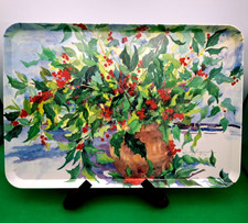 VTG  MedPlus R2S Melamine Serving Tray Judy Buswell Holly Berry Design Christmas picture