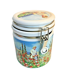 Chaleur A Day In Bloom By J Quanrud Pressure Lid Ceramic Cannister Vintage picture