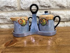 vintage Japan hand-painted luster china cream pitcher & sugar bowl w/tray Rare picture