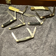 Buck & KA-BAR Mixed Lot Vintage Slipjoint Pocketknives Steel 2-3 Blade 7knives picture