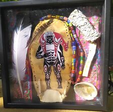 First Nations Style Sasquatch/Jenu SHADOW BOX ART, Turtle Shell, Antler,  Etc. picture