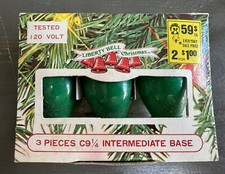 VTG C9 1/4 Liberty Bell Christmas Intermediate Base Replacement Bulbs Green picture