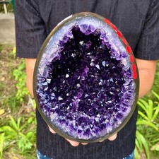 7.01LB High quality Natural Amethyst geode quartz crystal Dinosaur egg healing picture