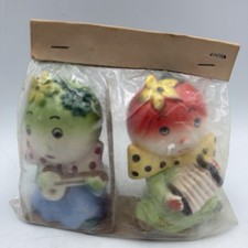 Vtg Anthropomorphic Fruit Musicians Salt Pepper Shakers Japan MCM Kitsch New HTF picture