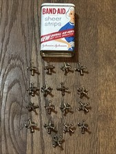 Vintage 1950s 1960s Band-Aid Sheer Strips Tin with 17 Vintage Metal Jacks picture