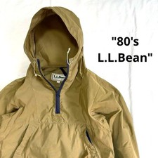 L.L.Bean 80's Anorak Parker Pullover Vintage Mountain Jacket Beige/Navy S picture