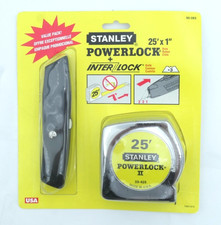 Vtg 1995 Stanley PowerLock II 25’ Tape & Lutz Utility Knife Value Pack USA MADE picture