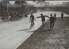 France, Portrait of the cyclist Émile Georget in the middle of the race, Vintage print, circus picture