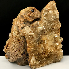 1.46LB Natural quartz crystal cluster mineral specimen.Hand-carved.Lizard. picture