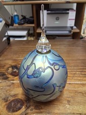 EICKHOLT 1989 Purple IRIDESCENT Art Glass Perfume Bottle w Stopper SIGNED RARE picture