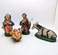 Vtg Nativity Set Mary Joesph Baby Jesus Donkey Marked Italy 1960s picture