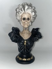 Skeleton Skull Bust Halloween Tabletop Décor  9” Old Lady Witch Victorian Gothic picture