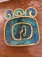 Pepe Mendoza Vintage Mid Century Modern MCM Brass green Ashtray Made In Mexico picture