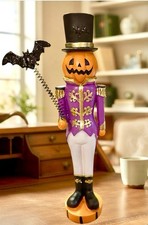Martha Stewart Transpac Halloween Jack Pumpkin Nutcracker W Top Hat & Bat NWT picture