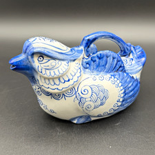 Vintage Chinese Blue and White Porcelain Bird Water Dropper Teapot Jiaqing Mark picture