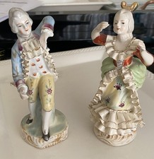 Vintage Victorian Colonial Couple Courting Dancing Set 2 Figurines 6” Made Japan picture