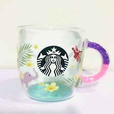 Starbucks Britney Glass Mug 12 oz.SONGKRAN Tropical Leaf Elephant Thailand  picture