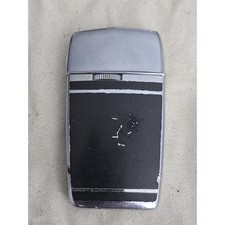 Vintage Ronson Pocket Lighter Black Panels Silver Stripes Untested picture