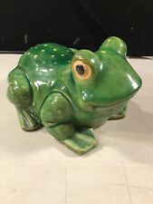 Vintage Ceramic Frog 9” long for Garden or House Decor Unmarked (Crazing) picture