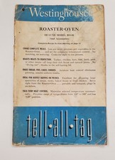 c1950s Westinghouse RO-81 Roaster Oven Manual Recipe Book Tell-All-Tag Cook Book picture