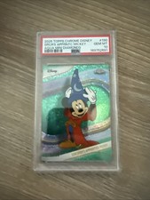 2025 Topps Disney Chrome Sorcerer Mickey Aqua Mini Diamonds /199 PSA 10 picture