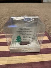 Merry Christmas Glass Plaque 22 KT Gold Hand Sculpted Collectible 3D Pine Tree picture