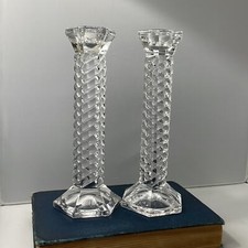 Pair Marquis by Waterford Crystal Monaco 8” Twisted Stem Candlesticks picture