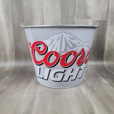Coors Light Mountains 5 Quart Metal Galvanized Ice Bucket Gray Old Label  picture