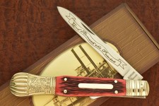 SCHRADE HAND MADE RED BONE RIVERBOAT DIRK LOCKBACK KNIFE FANCY BOLSTERS (32246) picture
