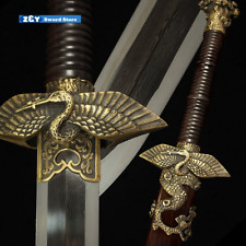 Handmade Chinese Qing Dynasty Pine Crane Jian Double Edge Straight Sharp Sword  picture