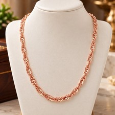 Pure Copper Rose Gold Chain Necklace 22 Inch Twisted Link Chain for Men & Women picture
