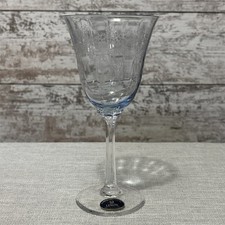 7 Vintage Etched Crystal Blue Wine Glasses, Lenox, Sky Blossoms, 5oz, Port Wines picture
