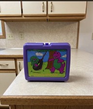 Vintage 1992 Barney & Baby Bop Thermos Lunch Box Purple picture