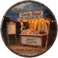 Retro Summer Cinema Candy Stand Movie Tin Metal Signs Home Décor Plaque Wall for picture