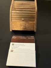 Shaklee Vintage Wood Roll Top Index Recipe Box With Original Recipe Cards picture