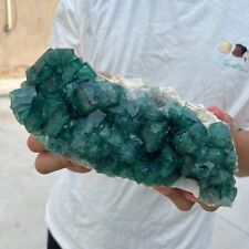 2.9lb Large NATURAL Green Cube FLUORITE Quartz Crystal Cluster Mineral Specimen picture