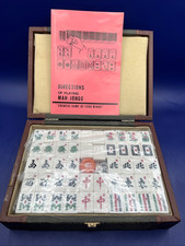 Sealed Chinese Mahjong Set 148 Tiles 4 Blanks Mid Century Faux Alligator Case picture