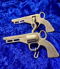 Vintage Western Revolver Pistol Horse Curb Bit   Made In England    Nickel Alloy picture