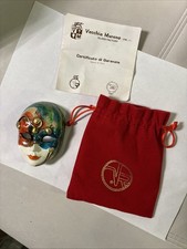 Vecchia Murano Venetian Glass Mask Sculpture Italy Hand Painted w/ Pouch & COA picture